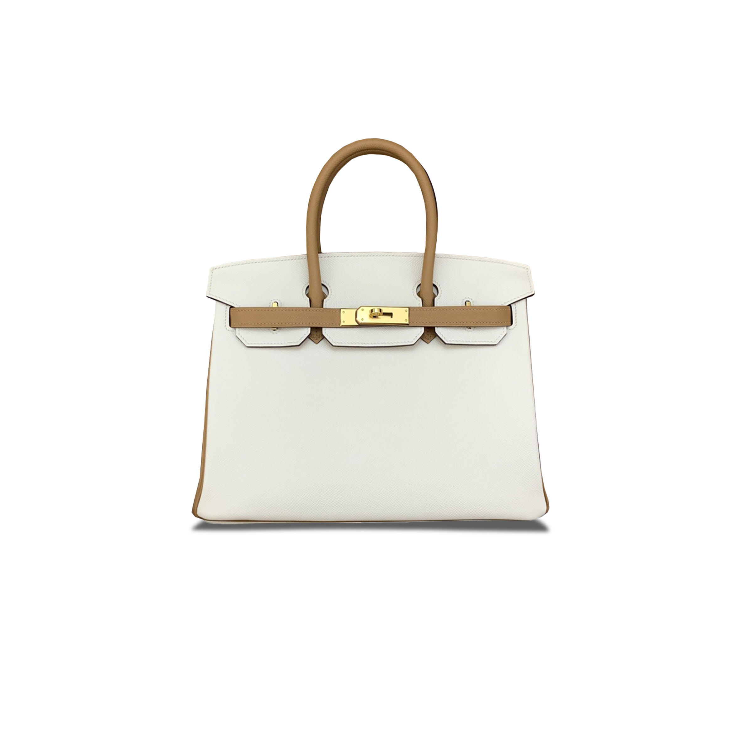 H**me5 BIRKIN 30 TOGO LEATHER MILKSHAKE WHITE BISCUIT COLOR GOLD BUCKLE HANDBAG 2929278431 (30*23*15cm) Master Quality